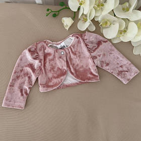 Болеро "Оксамитовий блиск" оксамит, кулір зріст 92 см (18 – 24 місяці) Betis Пудра