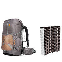 Рюкзак туристичний Jungle King 65л. Ультралегкий для трекінгу. Сірий. Вага: 910г + килимок