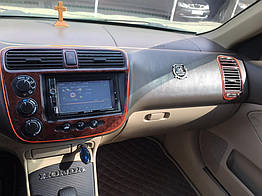 Декор на панель для Honda Civic Sedan VII 2001-2006 Темне дерево Пластик