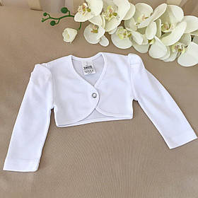 Болеро "Лілія" на кнопці інтерлок зріст 62 см (1 – 3 місяці) Betis Білий