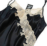 Чорна жіноча шовкова піжама з мереживом для сну, фото 10