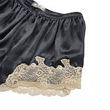 Чорна жіноча шовкова піжама з мереживом для сну, фото 9