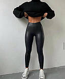 Лосини на флісі Норма + Батал "Екошкіра", фото 2