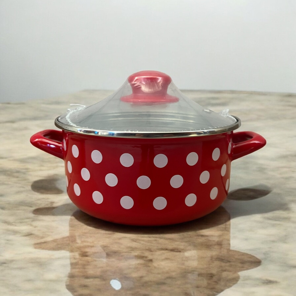 Каструля 2.2л зі скляною кришкою Горох на червоному 2086 Metalac 368840