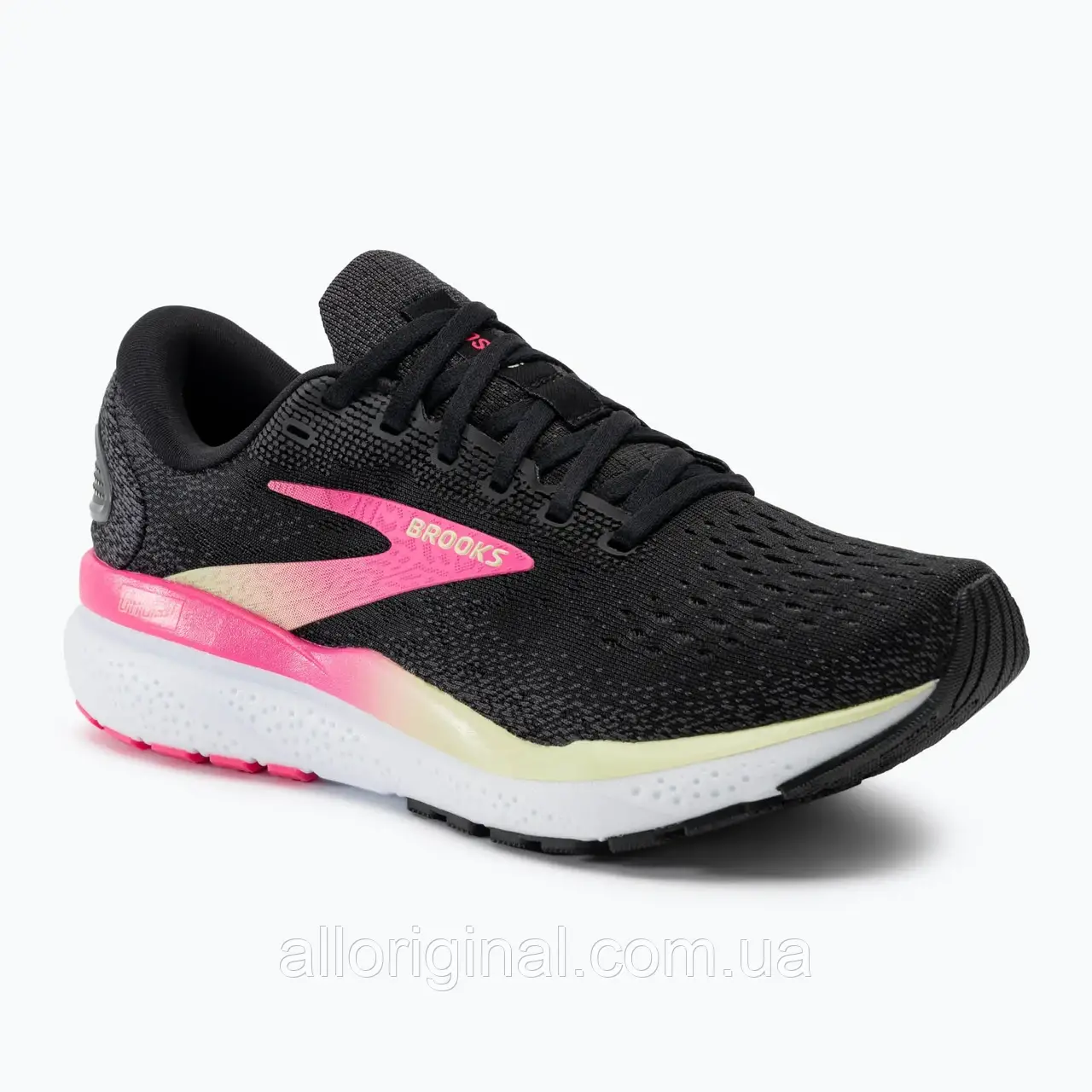 AllOriginal com ua Кросівки для бігу жіночі Brooks Ghost 16 black/pink/yellow РОЗМІРИ ЗАПИТУЙТЕ