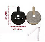 Колодки гальмівні велосипедні дискові Lebycle LE-20P 28,5мм*22,3мм (пара), фото 2
