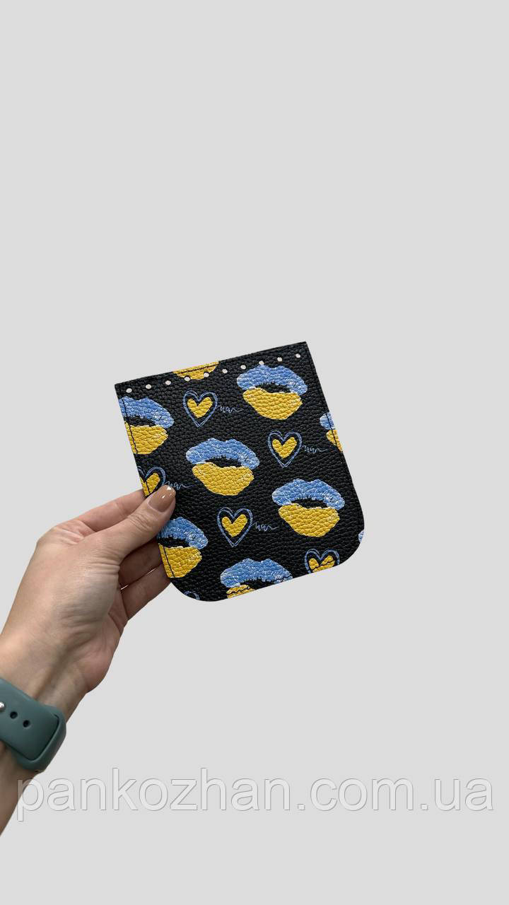 Клапан для сумки міні з принтом,15х13 см, натуральна шкіра, фото 1