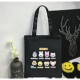 Сумка шопер тканинний STRAY KIDS ZOO Стрей Кідс ЗУ принт k-pop чорний, фото 2