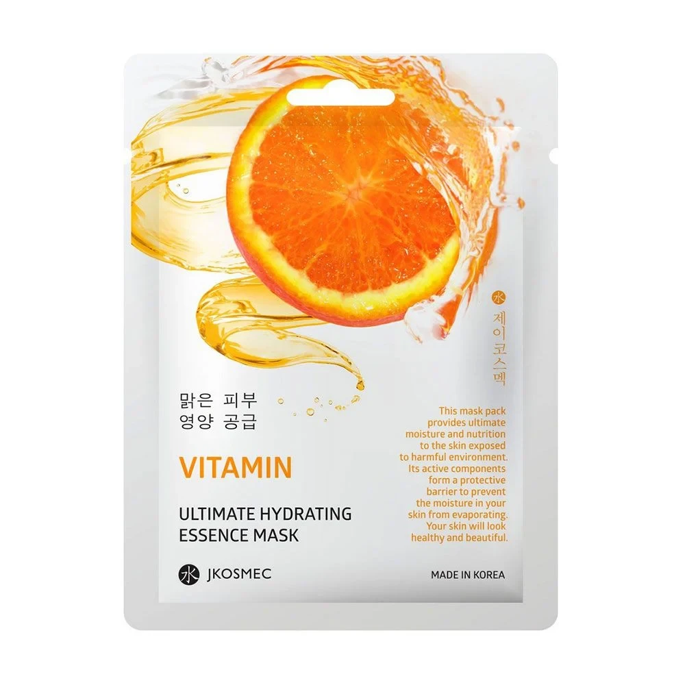 Тканинна зволожувальна маска для обличчя Jkosmec Vitamin Ultimate Hydrating Essence Mask з вітамінами В12, С і Е