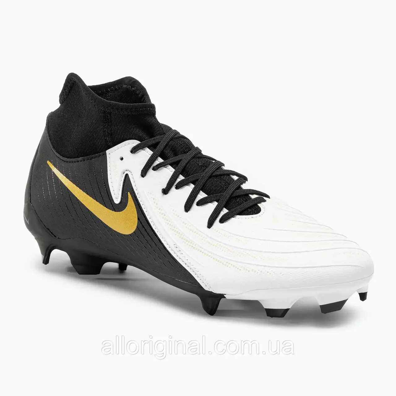 AllOriginal com ua Футбольні бутси Nike Phantom Luna II Academy FG/MG білі / металік золота монета / чорні