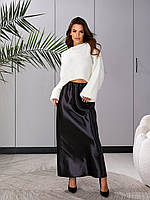 Шовкова спідниця нижче коліна, арт. 904, колір чорний / чорного кольору