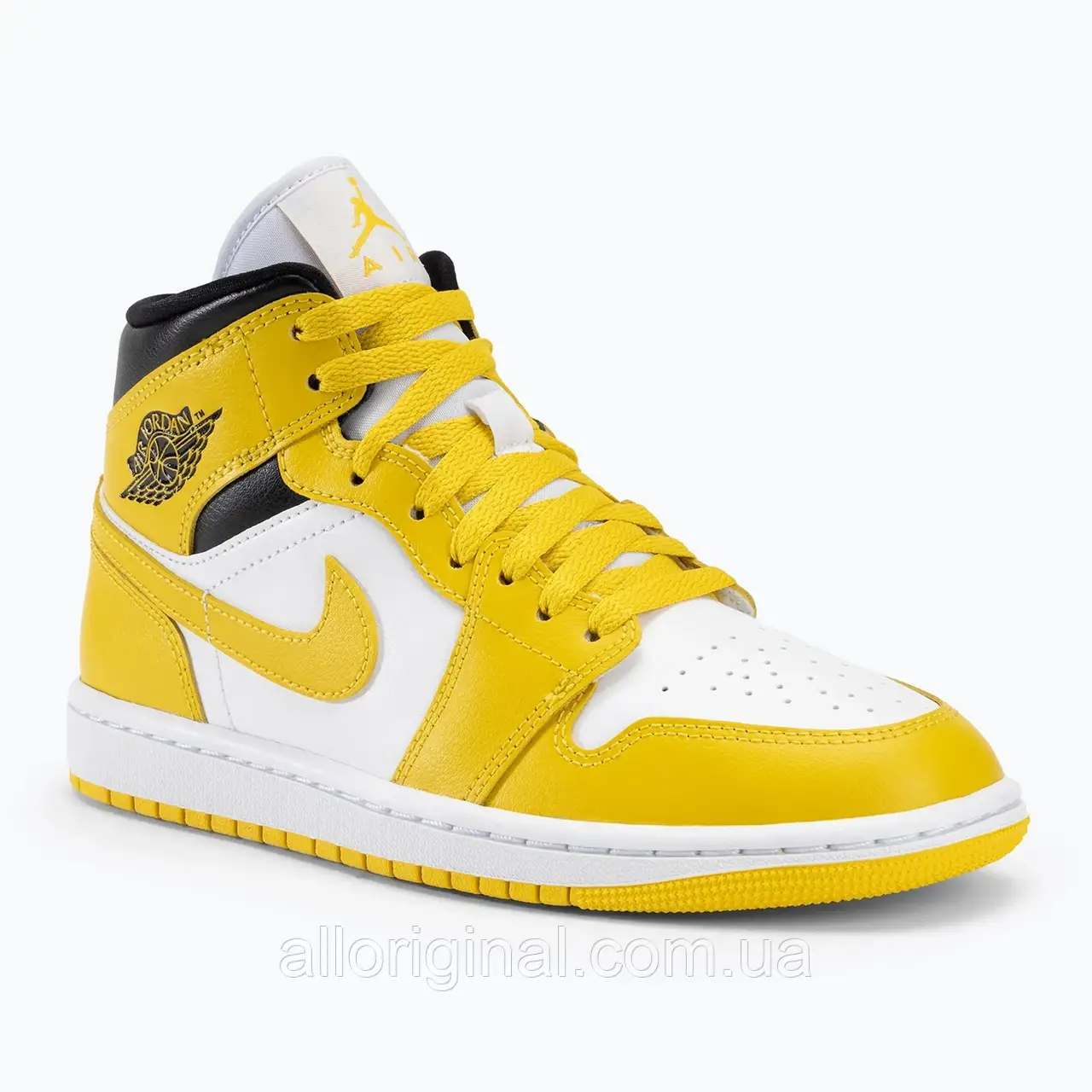 AllOriginal com ua Кросівки жіночі Nike Air Jordan 1 Mid white/black/vivid sulfur РОЗМІРИ ЗАПИТУЙТЕ