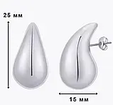 Сережки краплі сріблясті пусети 2,5 см Fashion Jewelry, фото 3