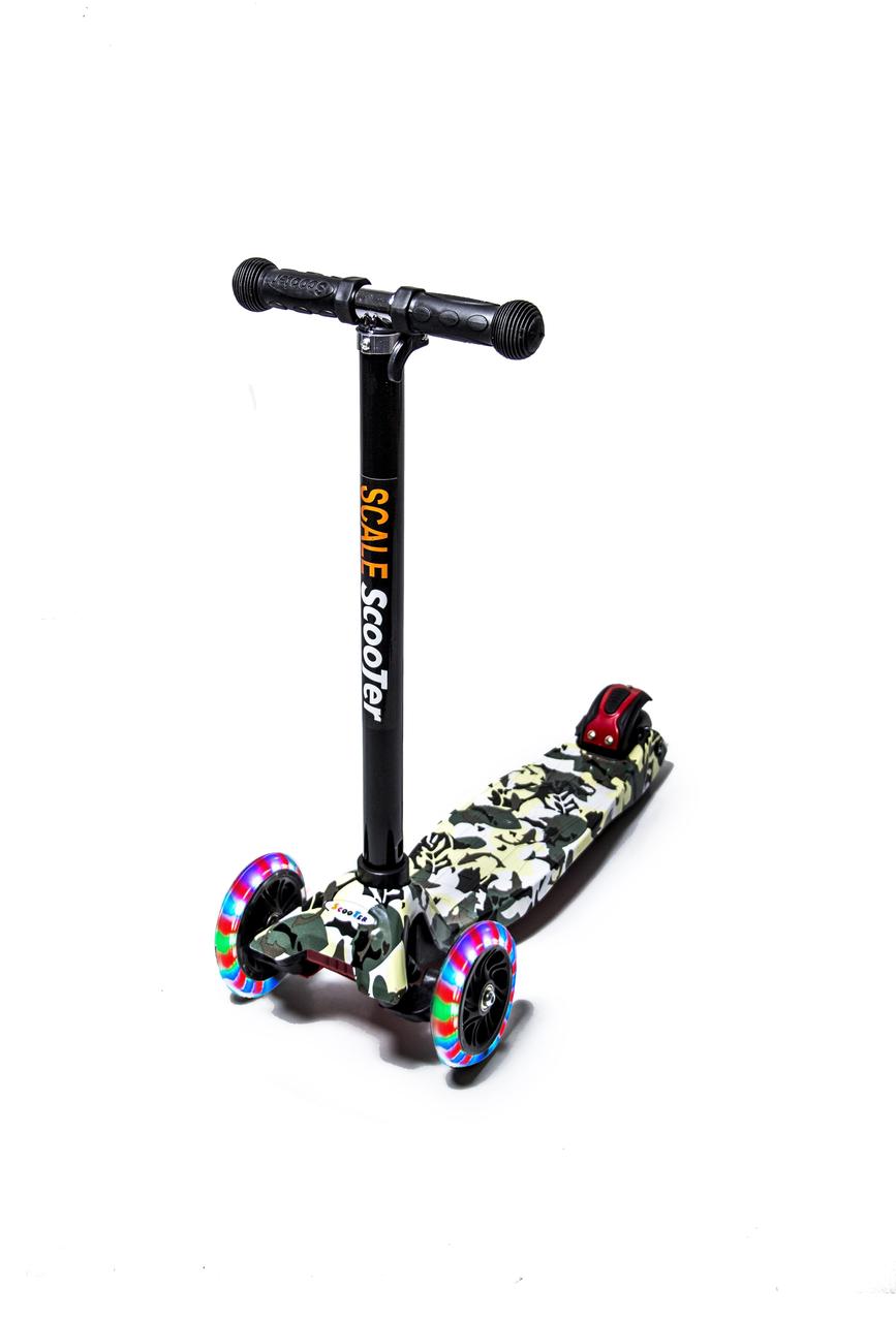 Самокат дитячий MAXI BEST SCOOTER з малюнком MILITARY ЧОРНІ ЗВИЧНІ КОЛІЯ, фото 1