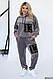 Велюровий костюм із вставками стильний жіночий 50-52,54-56,58-60, фото 6