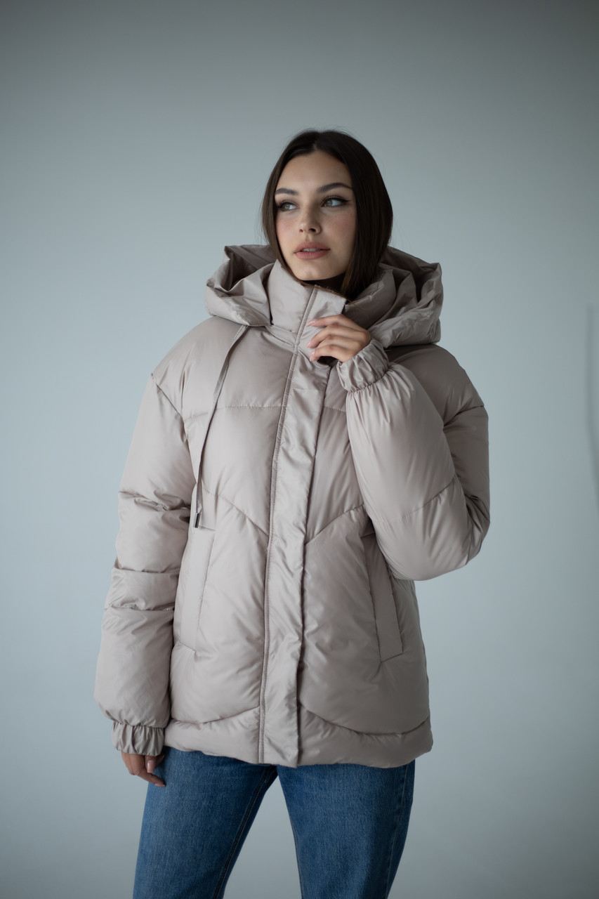 Пуховик жіночий зима S-XL темний беж