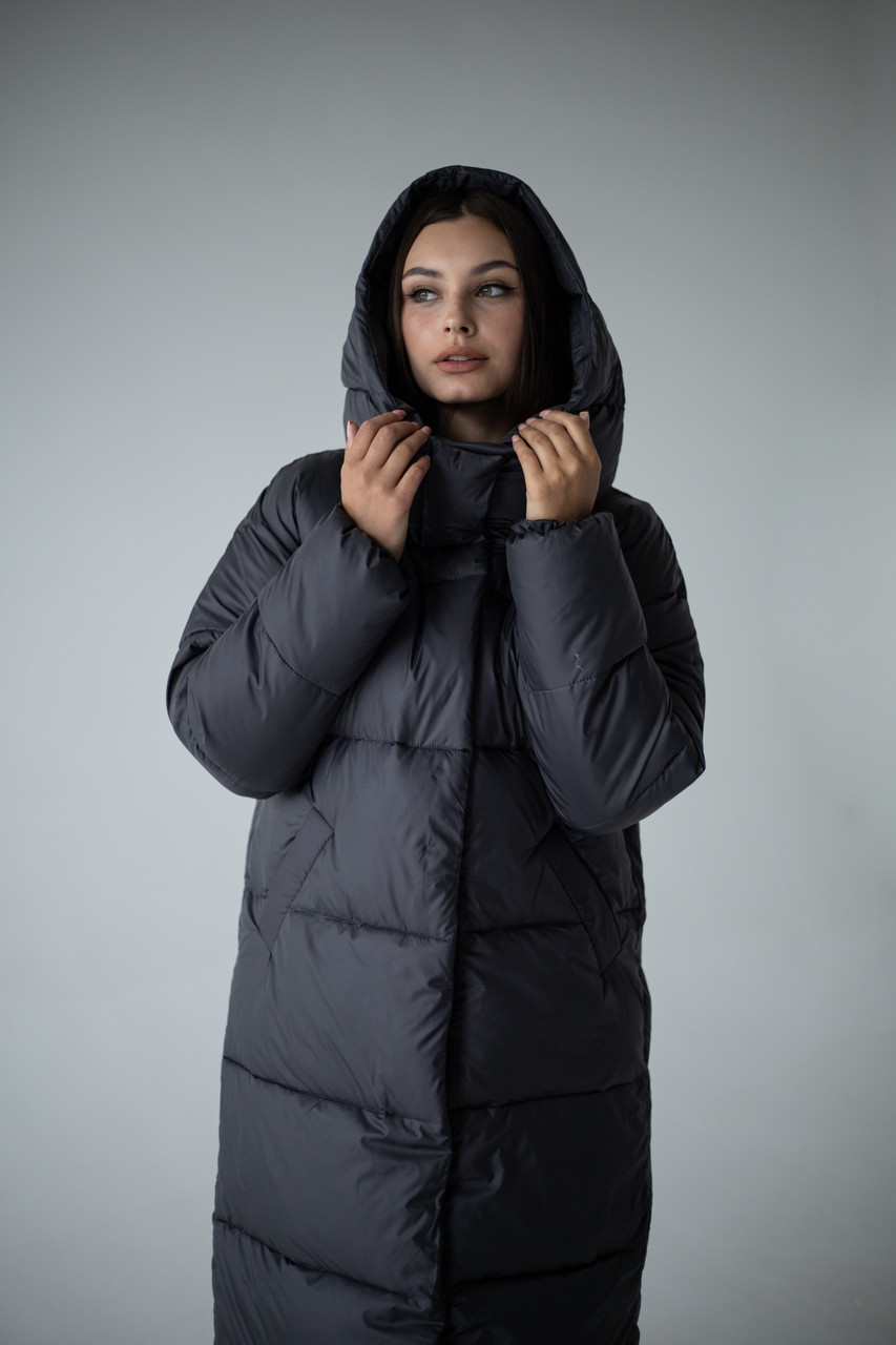 Зимові жіночі куртки модні S-XL графітовий