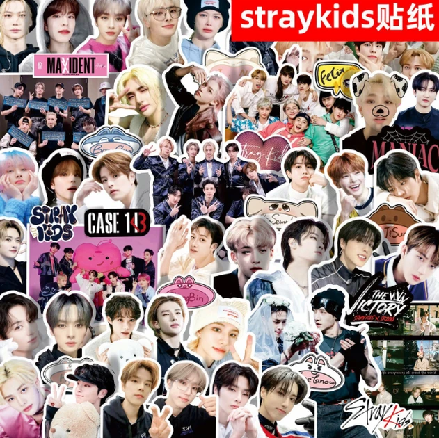 Набір багаторазових матових наклейок Стрей Кідс Stray Kids кейпоп kpop фан 60 шт стікербомбінг на авто телефон н