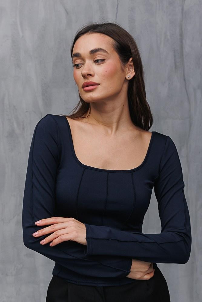 Лонгслів  жіночий однотонний кофточка трикотаж темно-синій, фото 1