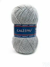 Шкарпеткова пряжа Calzepiu/Кальцепіо, сірий меланж 708