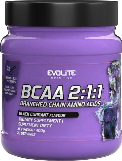 Амінокислоти ВСАА у порошку Evolite Nutrition BCAA 2:1:1 400г чорна смородина, фото 1