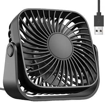 USB вентилятор настільний 5Вт (3 режими) Topk, Чорний / Міні вентилятор з USB / Вентилятор для столу