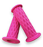 Гріпси дитячі для велосипеда, самоката, біговела плетені TPR насичений рожевий, фото 3