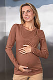 Стильний лонгслів для вагітних та годування Arna мокко, фото 2