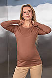Стильний лонгслів для вагітних та годування Arna мокко, фото 9