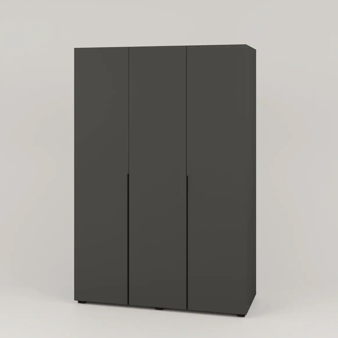 Сучасна розпашна невелика шафа 3д 135 см для одягу в спальню Сан Маріно графіт з довгими ручками, фото 1