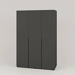 Сучасна розпашна невелика шафа 3д 135 см для одягу в спальню Сан Маріно графіт з довгими ручками
