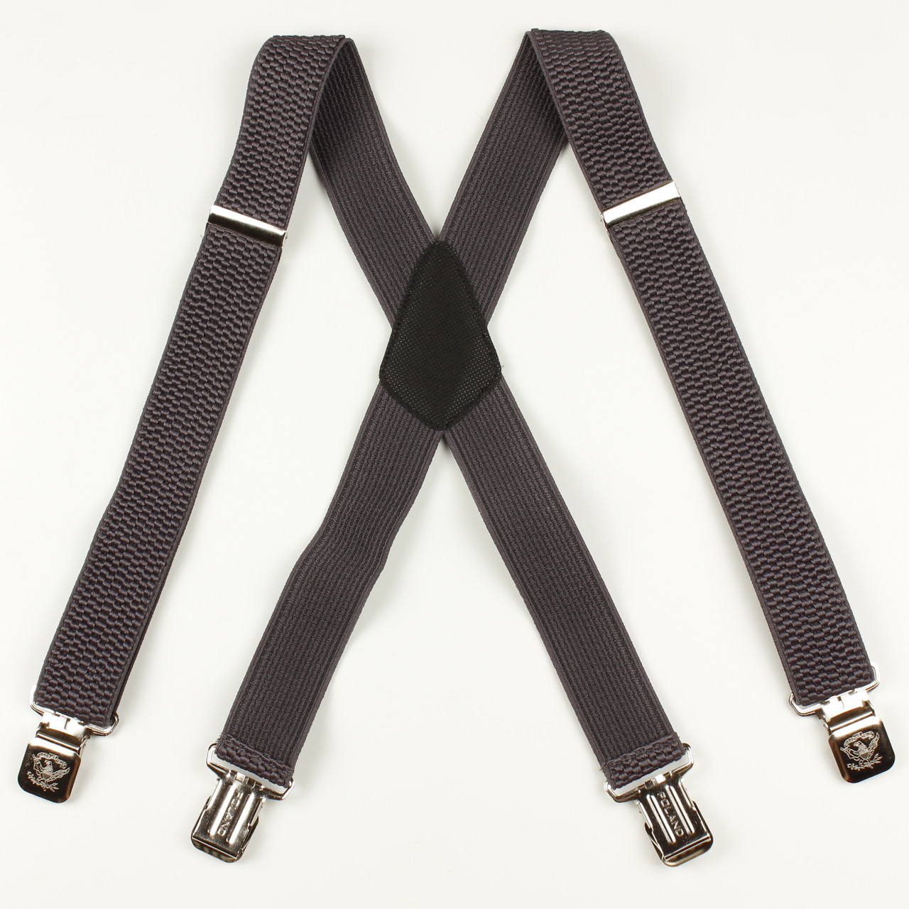 Підтяжки дорослі чоловічі широкі однотонні посилені Paolo Udini X40 Top Gal сірі, фото 1