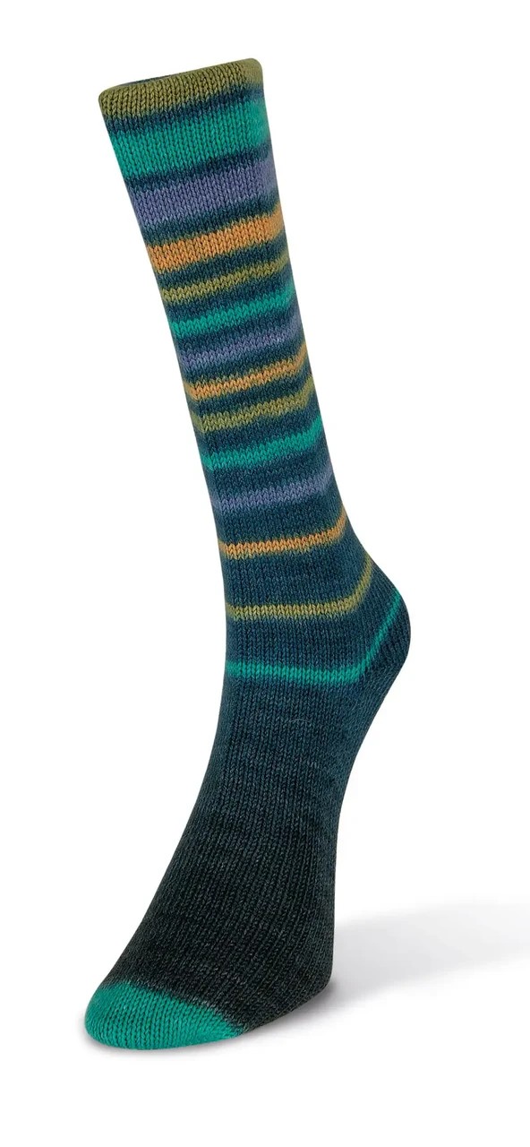 Шкарпеткова пряжа Infinity Sock/Інфініті Сок, блакитно-зелений зі смугами 15