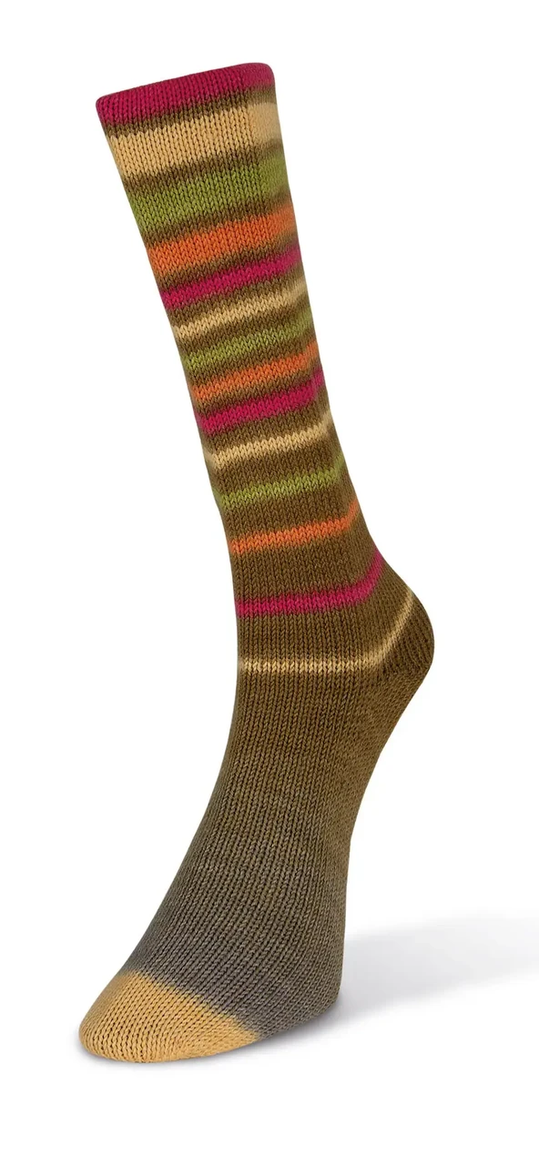 Шкарпеткова пряжа Infinity Sock/Інфініті Сок, хакі зі смугами 11