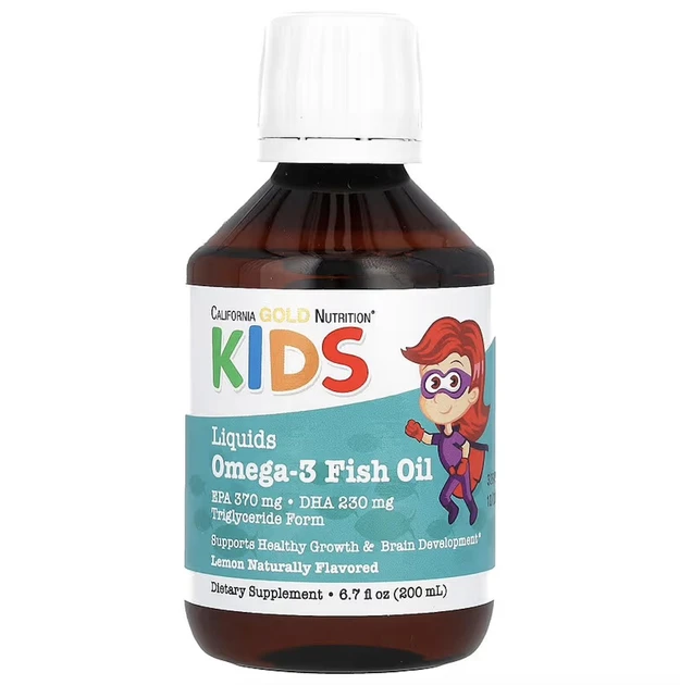 Рідкий риб'ячий жир з омега-3 від California Gold Nutrition® KIDS 200 мл