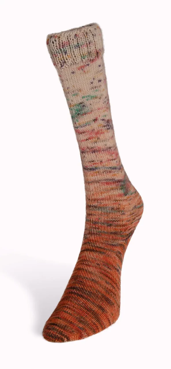 Шкарпеткова пряжа Paint Gradient Sock/Пейнт Градієнт Сок, пормаранчево-молочний мультіколор 19