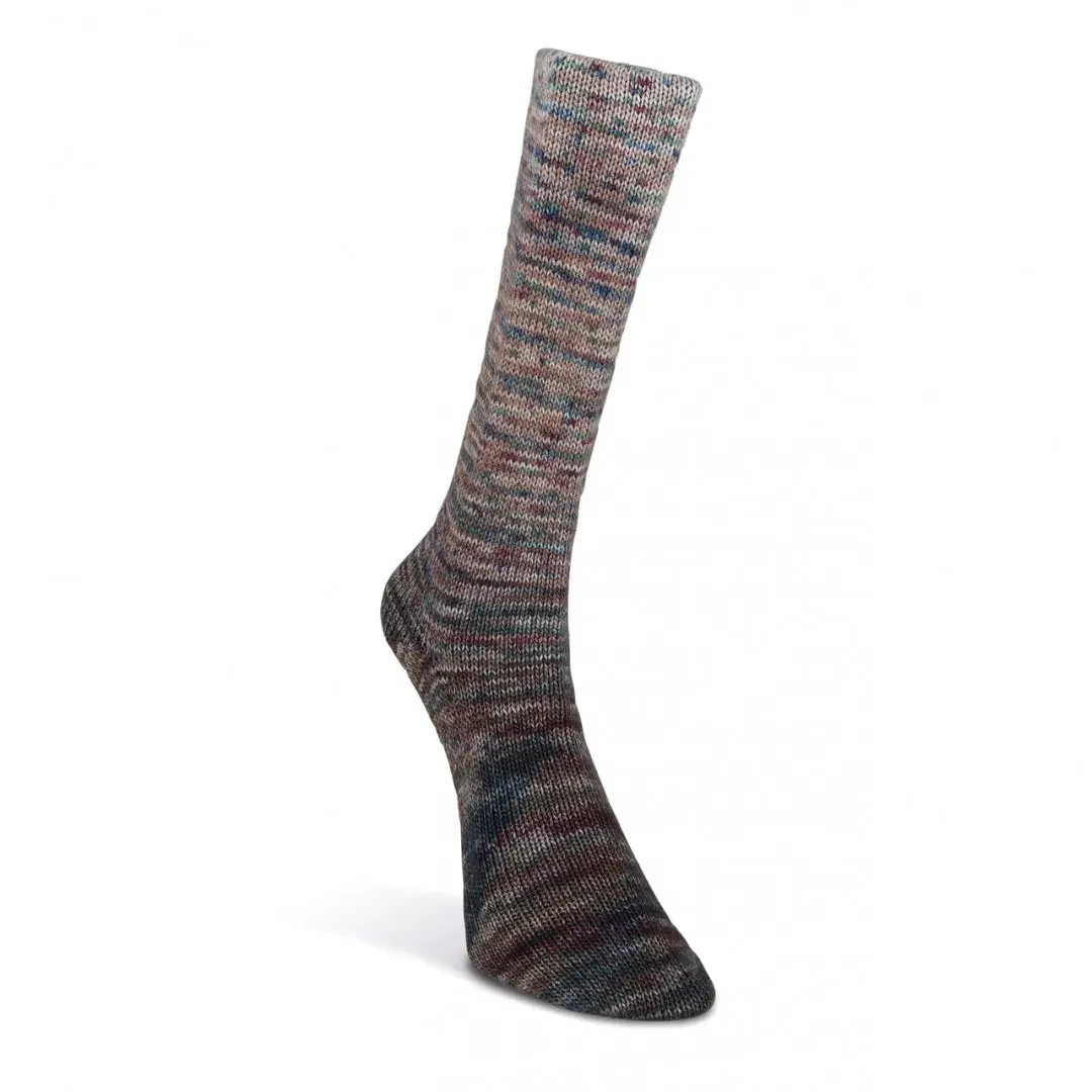 Шкарпеткова пряжа Paint Gradient Sock/Пейнт Градієнт Сок, коричневий -болотяний-рожева пудра мультіколор 12