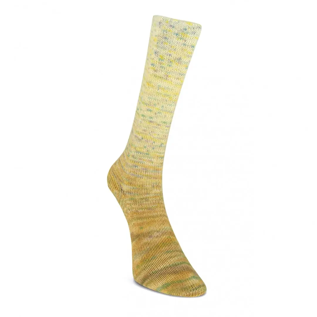Шкарпеткова пряжа Paint Gradient Sock/Пейнт Градієнт Сок, жовтий-салатовий-молочний-блакитний мультіколор 17