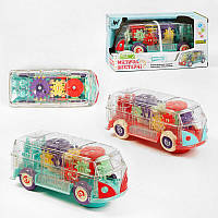 Автобус 60275 "WToys", 2 кольори, світло, звук, прозорий корпус, колесо вільного ходу, рухомі шестерні, в коробці [Склад