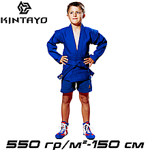 Форма для самбо самбовка куртка шорти пояс синя унісекс бавовна Kintayo Sambo Uniform Blue щільність 550 гр/м.кв. (150 см)