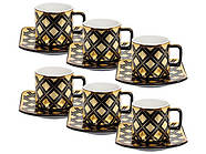 Кавовий сервіз Lefard чорний із золотом 120мл 12 предметів (926-018)