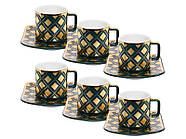 Кавовий сервіз Lefard зелений із золотом 120мл 12 предметів (926-019)