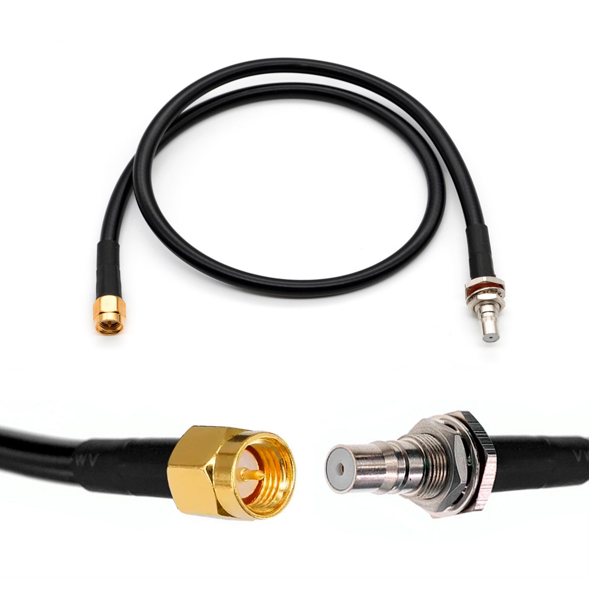 Перехідник антенний QMA Female - SMA Male, кабель RG-223 50 см пігтейл для антен, пультів FPV | Hi-RNG