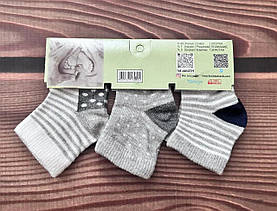 Набір бавовняних шкарпеток для новонароджених 0-6 місяців Grey strip Turkiz textil Різні кольори