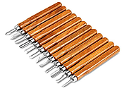 Набір різців (стамесок) для різьблення по дереву, 12 штук