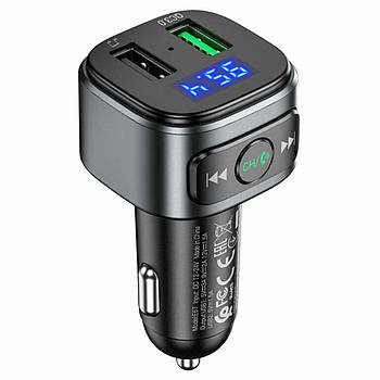 FM-модулятор HOCO E67 Fighter QC3.0 18W car BT FM transmitter Black
