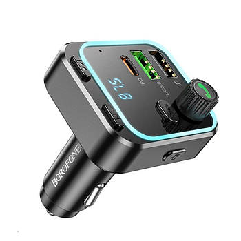 FM-модулятор BOROFONE BC53 Highway PD20W+QC3.0 car BT FM transmitter 18W Black