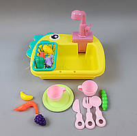 Мийка 6068 автоматичний кран на батарейках, ллється вода, жовтого кольору, на батарейках