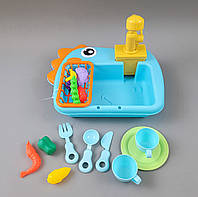 Мийка 6068 автоматичний кран на батарейках, ллється вода, бірюзового кольору, на батарейках