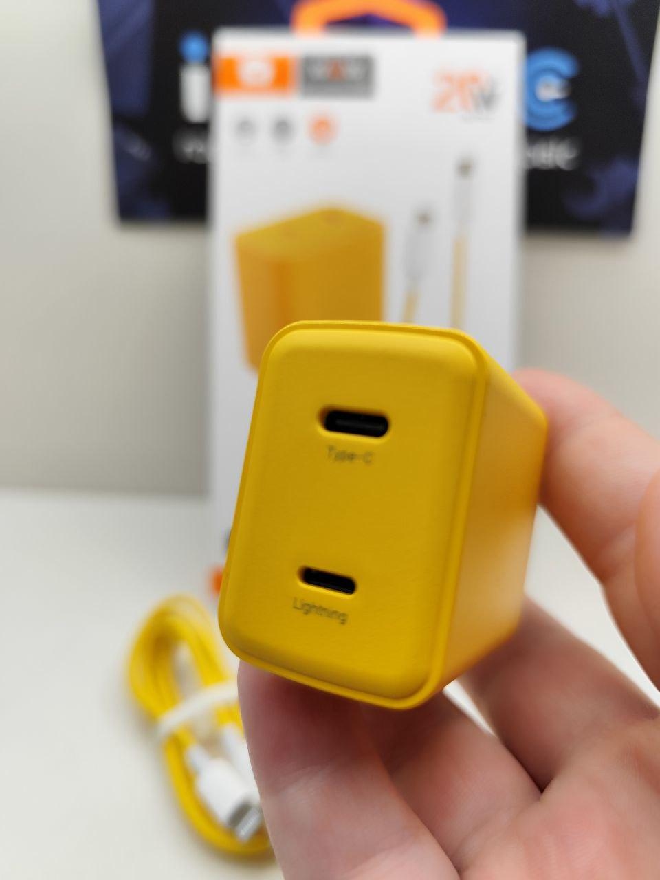 Мережевий зарядний пристрій WUW T78 PD20W Type-C to Lightning 20W (Жовтий)